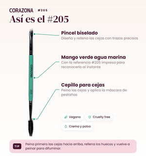 Angled Brow Brush & Spoolie #205 - CorazonaBeauty