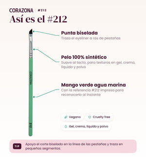 Angled Eyeliner Brush #212 - CorazonaBeauty
