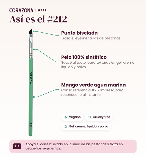 Angled Eyeliner Brush #212 - CorazonaBeauty