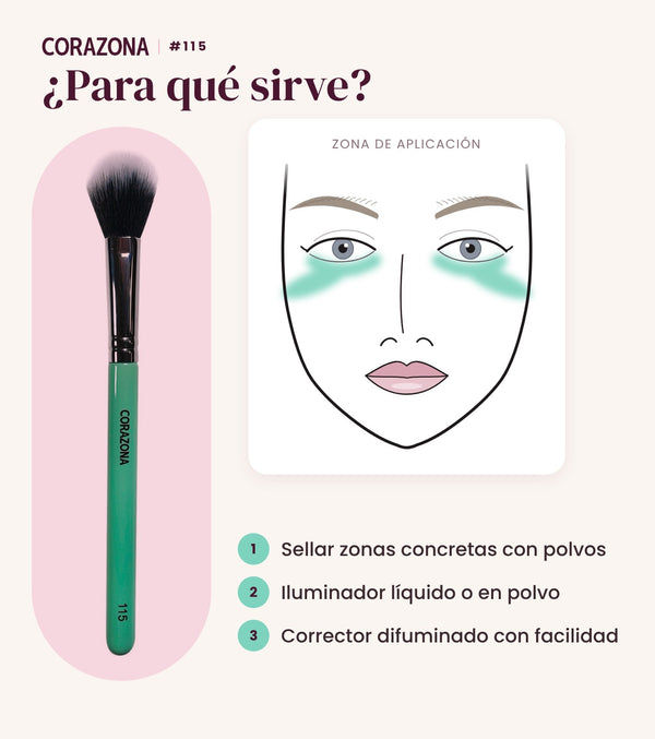 Brocha de precisión multiusos #115 CORAZONA - infografía para qué sirve