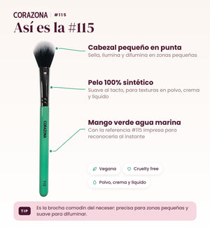 Brocha de precisión multiusos #115 CORAZONA - infografía detalles