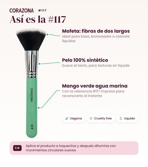 Brocha mofeta multifunción #117 CORAZONA - infografía detalles