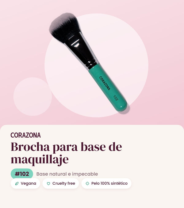 Brocha para base de maquillaje #102 CORAZONA - infografía portada