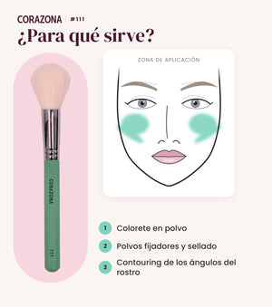 Brocha para colorete #111 CORAZONA - infografía para qué sirve