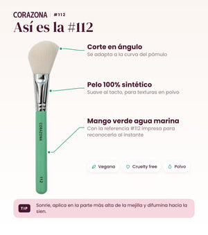 Brocha para colorete #112 CORAZONA - infografía detalles