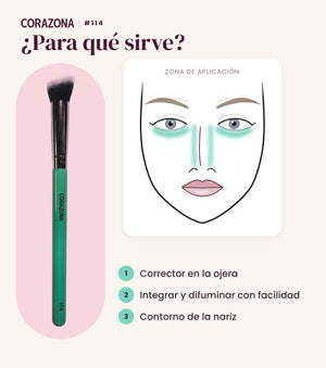 Brocha para corrector #114 CORAZONA - infografía para qué sirve