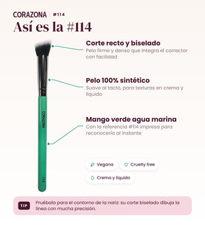 Brocha para corrector #114 CORAZONA - infografía detalles