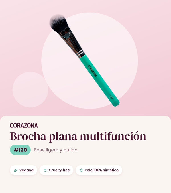 Brocha plana multifunción #120 CORAZONA - infografía portada