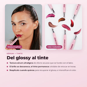CORAZONA - Set Pure Crystal Tinted Lip Serum Edición Limitada - 6 Tintes Labiales Sérum con Aplicador Metálico Efecto Frío - Acabado Glossy y Tinte de Larga Duración - CorazonaBeauty