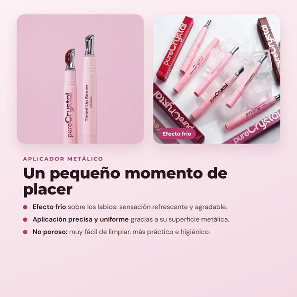 CORAZONA - Set Pure Crystal Tinted Lip Serum Edición Limitada - 6 Tintes Labiales Sérum con Aplicador Metálico Efecto Frío - Acabado Glossy y Tinte de Larga Duración - CorazonaBeauty