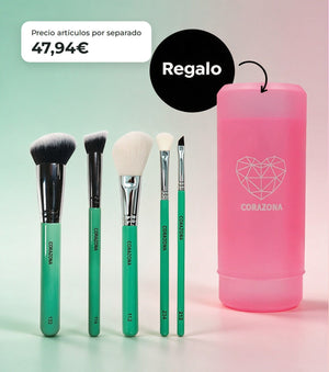 Essential Brush Set – 5 Brushes + Free Brush Canister - CorazonaBeauty