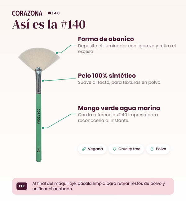Highlighter Fan Brush #140 - CorazonaBeauty