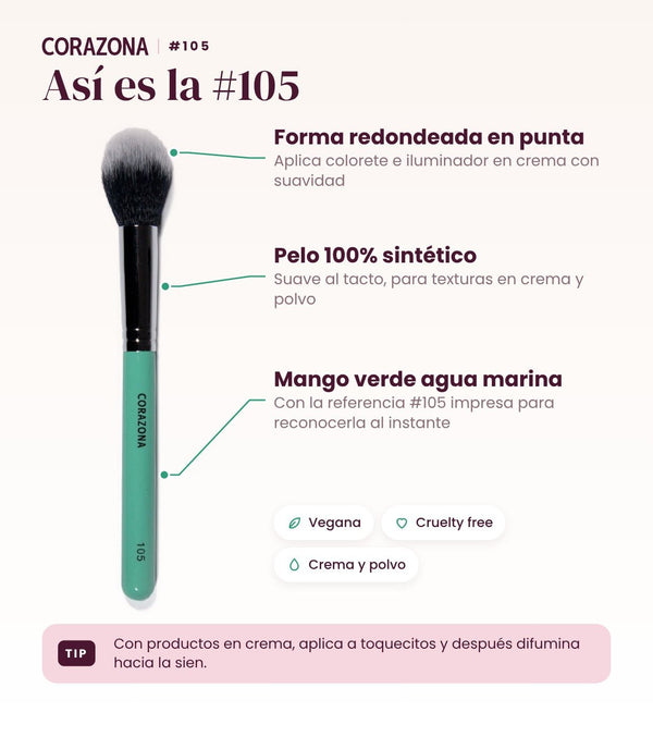 Multi-Purpose Blush Brush #105 - CorazonaBeauty