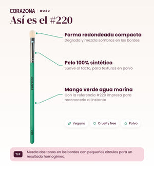 Pincel de sombras de precisión #220 CORAZONA - infografía detalles