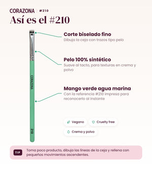 Pincel para cejas #210 CORAZONA - infografía detalles