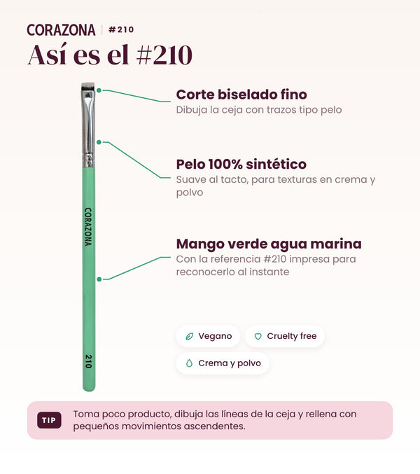 Pincel para cejas #210 CORAZONA - infografía detalles