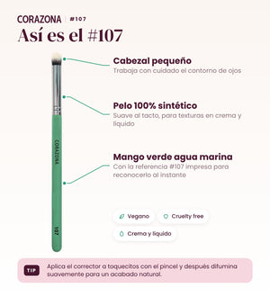 Pincel para corrector #107 CORAZONA - infografía detalles