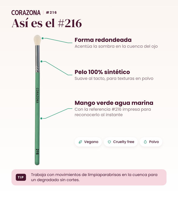 Pincel para difuminar #216 CORAZONA - infografía detalles