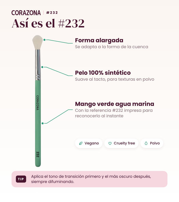 Pincel para difuminar #232 CORAZONA - infografía detalles