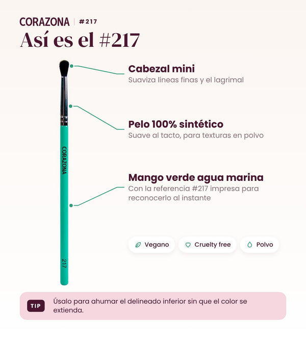 Pincel para difuminar de precisión #217 CORAZONA - infografía detalles