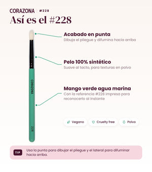 Pincel para difuminar de precisión #228 CORAZONA - infografía detalles