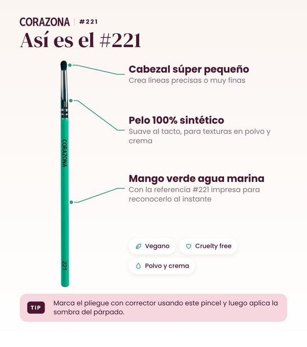 Pincel pequeño de detalle #221 CORAZONA - infografía detalles