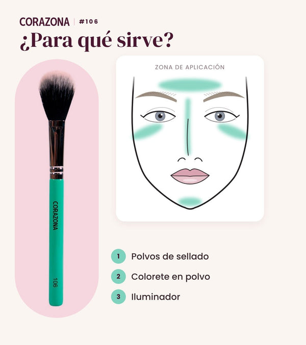 Tapered Powder Brush #106 - CorazonaBeauty